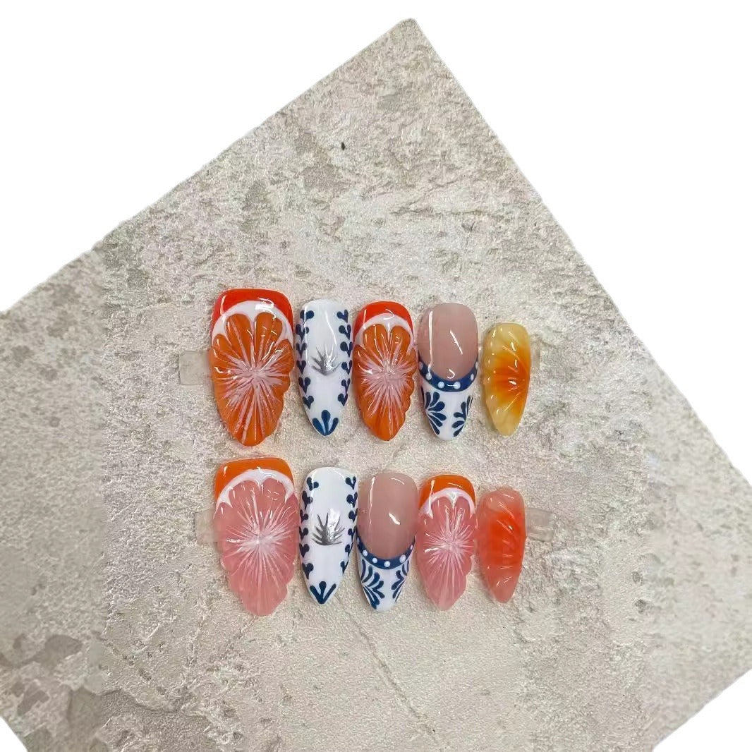 Hand-painted Three-dimensional Grapefruit High-grade Nail Dressing Hand-made