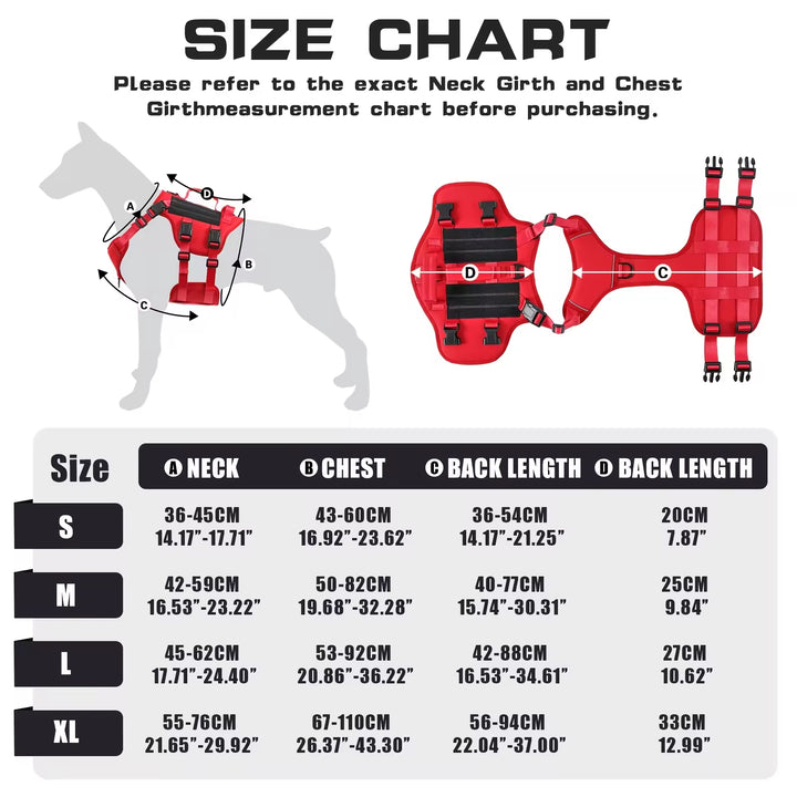 Tactical Dog Harness – Adjustable No-Pull Reflective Vest for Large Dogs