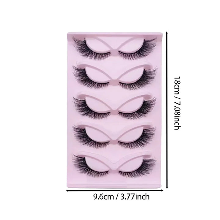 3D Cat Eye False Lashes — 15 Pairs Wispy Fluffy Faux Mink, Clear Band, D-Curl Manga Style