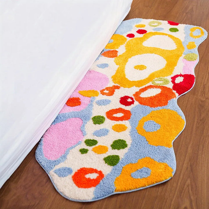 Colourful Cartoon Flower Runner Rug — Super Soft Non-Slip Quick-Drying Long Bath Mat for Bathroom, Kitchen & Bedroom