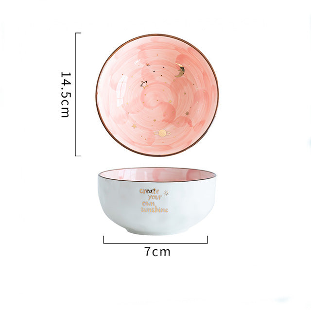 Ceramic Breakfast & Salad Bowl — Cute Eating Bowl for Home Kitchen, Multiple Colours