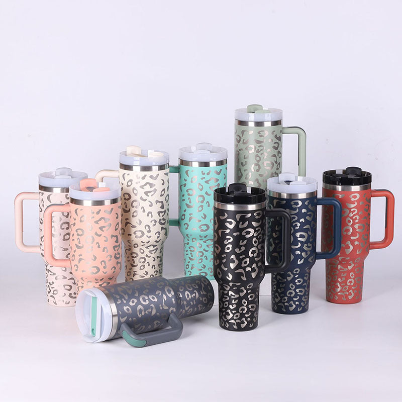 40 oz Insulated Tumbler with Handle & Straw — Stainless Steel Spill-Proof Vacuum Mug for Car, Gym, Office & Travel (30+ Colours)