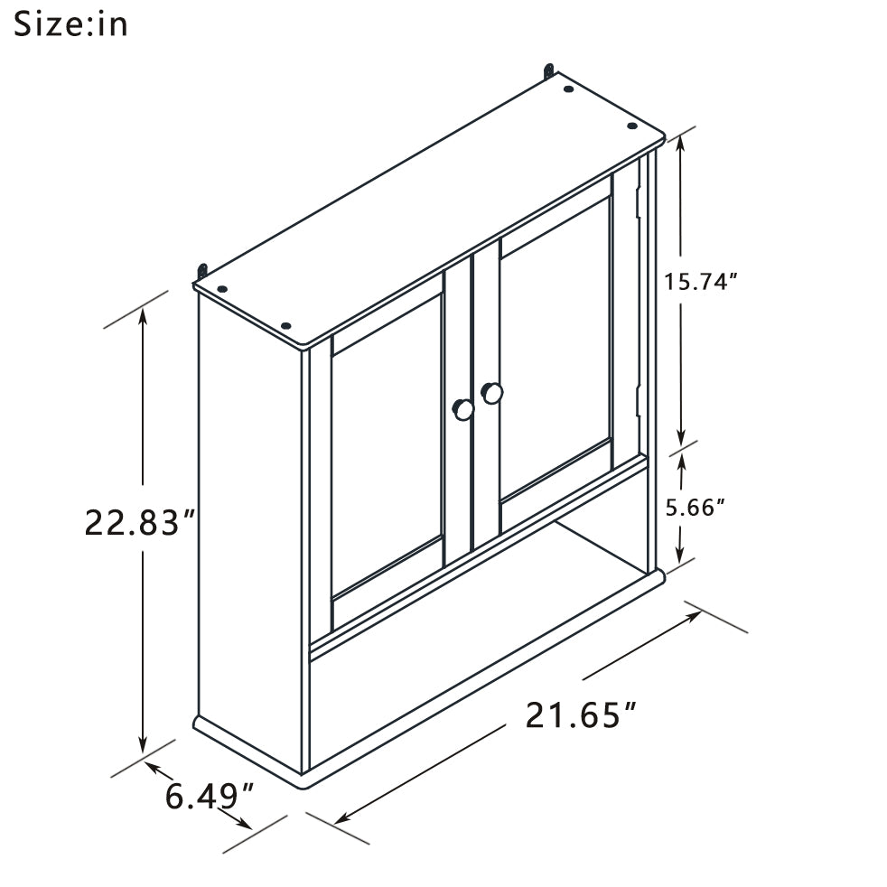 Bathroom Wall Cabinet With Double Mirror Doors And Shelves