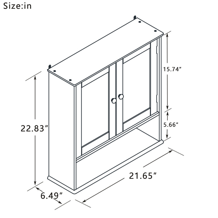 Bathroom Wall Cabinet With Double Mirror Doors And Shelves