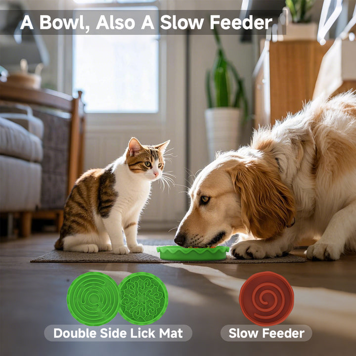 Hamburger Multi-Layer Pet Bowl – 5-in-1 Interactive Cat &amp; Dog Feeding Set