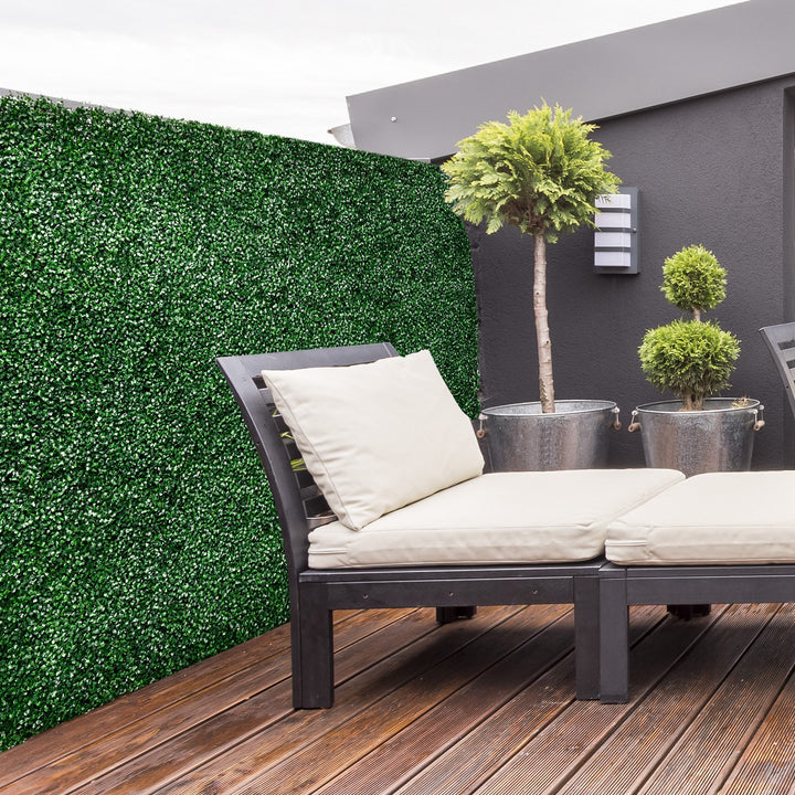 12-Pack Artificial Grass Wall Panels — 20×20in Greenery Backdrop Tiles for Outdoor Fence, Garden, Backyard & Indoor Décor (Dark Green)