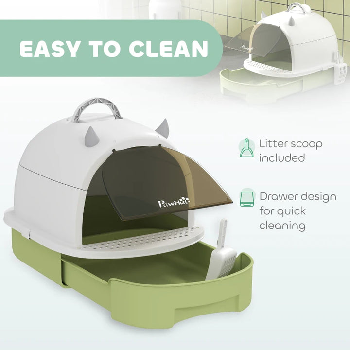 Covered Cat Litter Box with Drawer & Deodorizing Filters – Enclosed Kitty Toilet