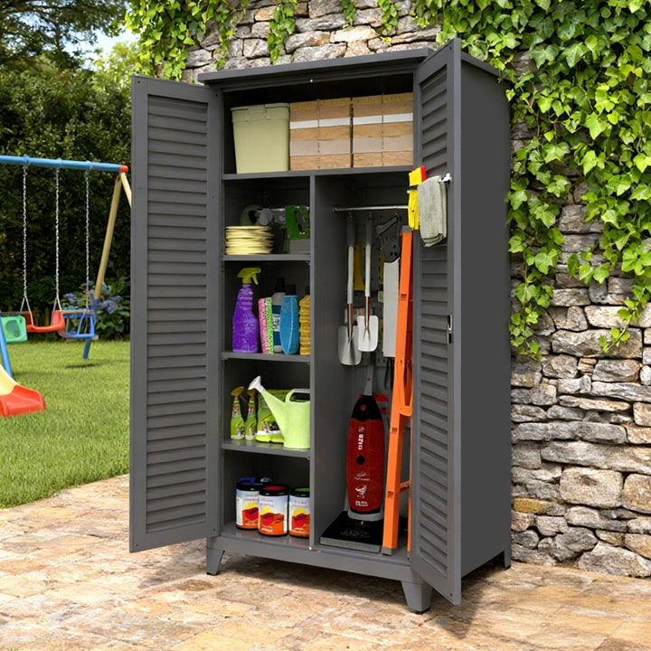 73in Tall Metal Tool Storage Cabinet — Full-Height Multi-Room Organiser for Garage, Warehouse, Garden & Office (Slate)
