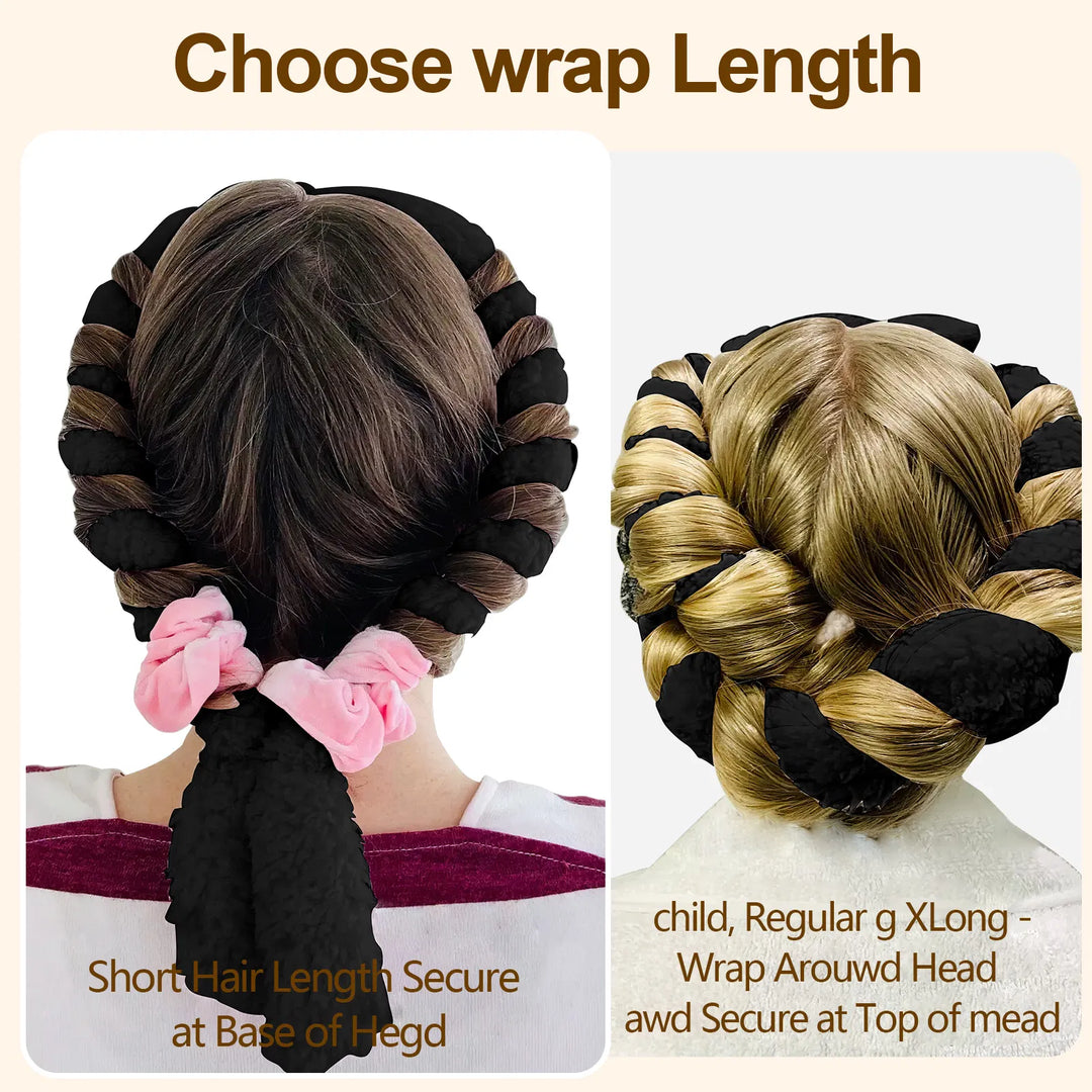 Satin Heatless Hair Curler — Overnight DIY Soft Wave Curls for All Hair Types (Black)