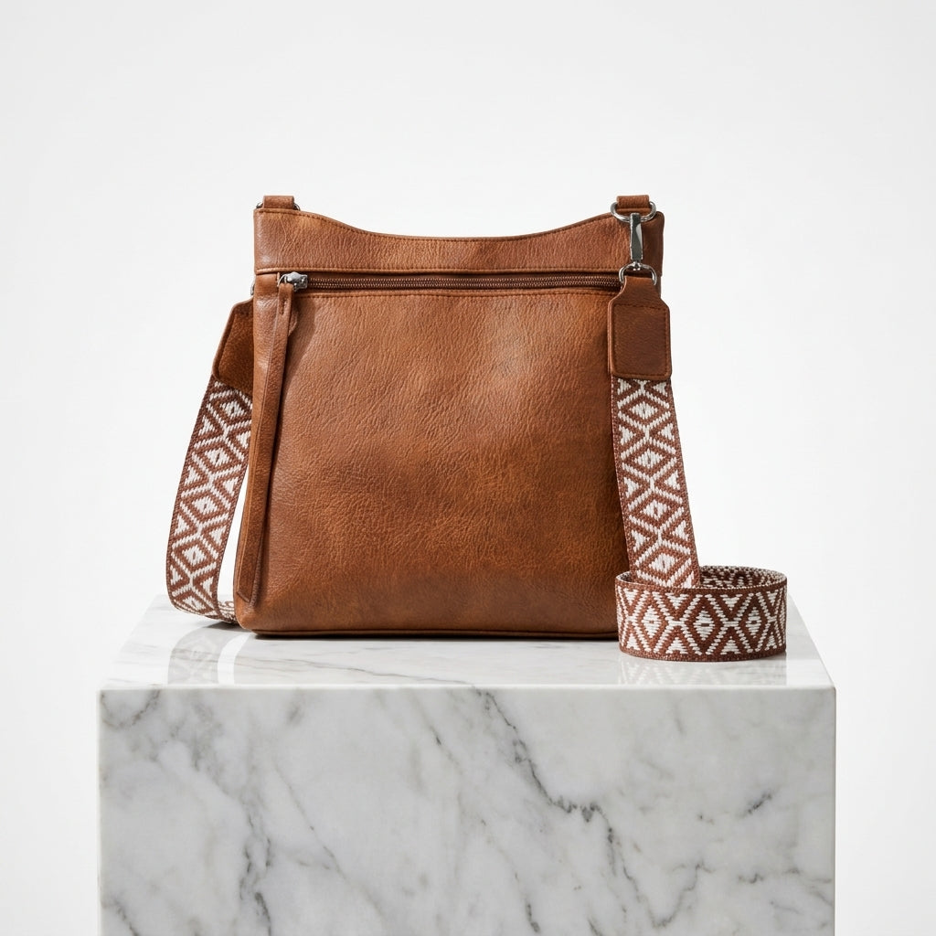 Multi-Pocket PU Leather Crossbody Bag – Women’s Adjustable Strap Shoulder Purse