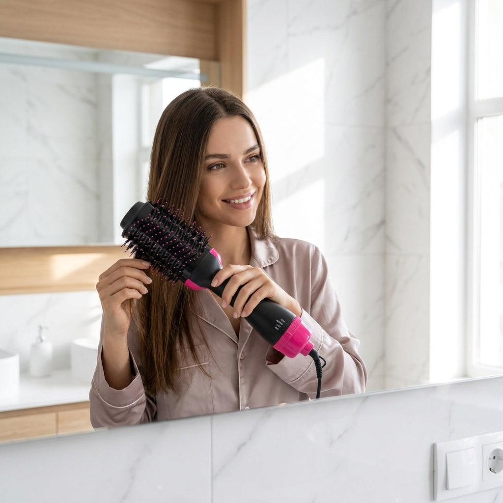 4-in-1 Hot Hair Brush Dryer Comb — Volumizer for Straightening, Curling & Drying