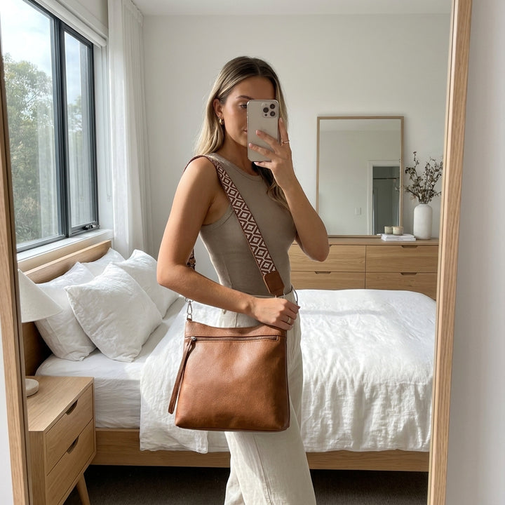 Multi-Pocket PU Leather Crossbody Bag – Women’s Adjustable Strap Shoulder Purse