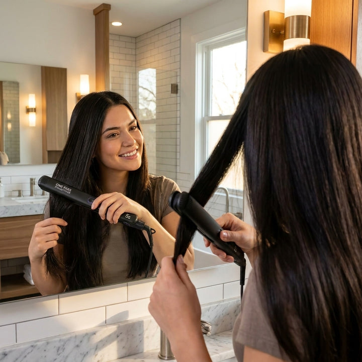 Professional Salon Titanium Vapor Straightening Irons, Light Steam Flat Iron