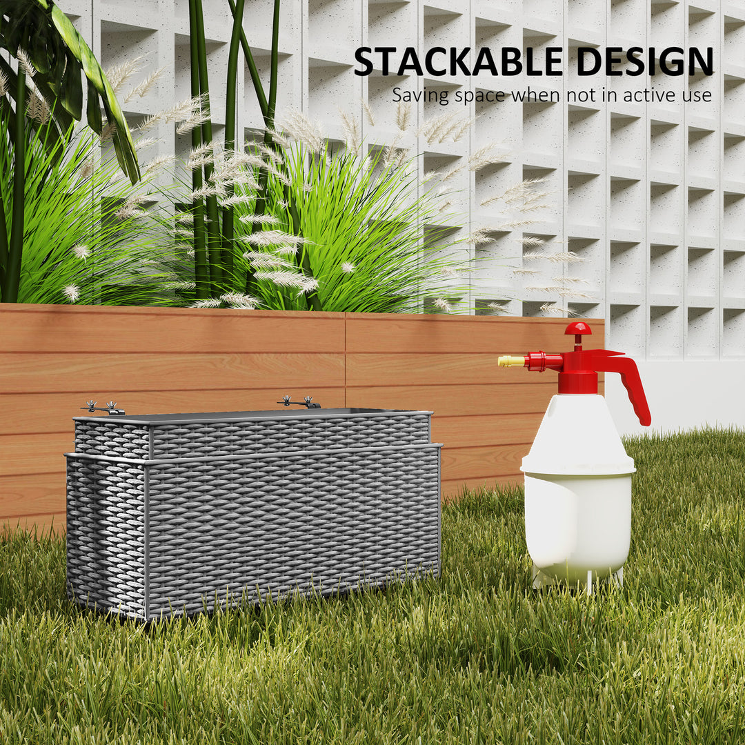2-Pack 20in Railing Flower Pots — Hanging Hook Planters with Drainage Holes, Rattan Look for Fence & Balcony (Gray)
