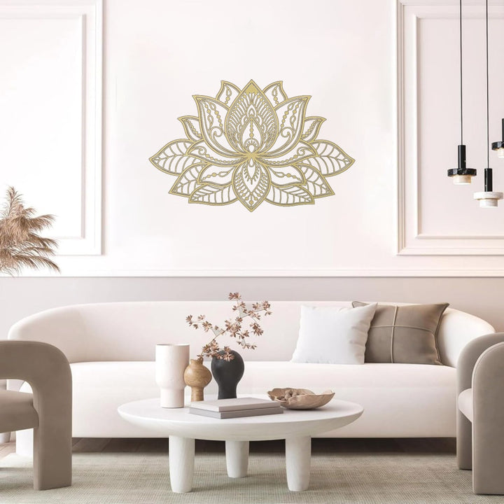 Radiant Lotus Mandala Metal Wall Art - Zen Bohemian Decor For Living Room