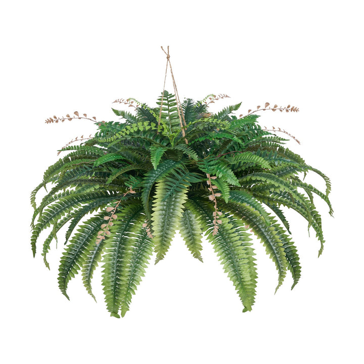 Large Artificial Hanging Boston Fern — 37–41in Spread, 80 Branches, Sunlight-Resistant Faux Fern for Home, Office & Outdoor