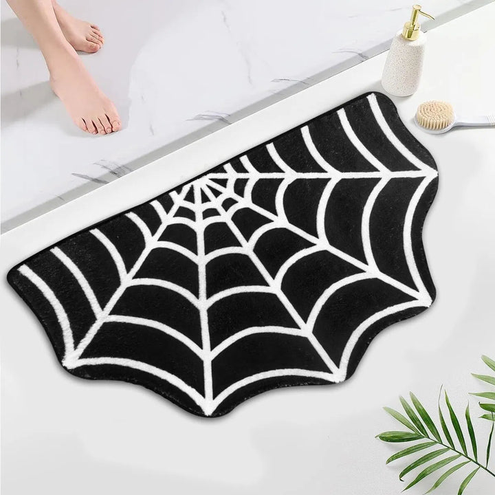 Spider Web Bath Mat — 19.7×31.5 in Gothic Non-Slip Area Rug for Bedroom, Kitchen & Front Door, Machine Washable