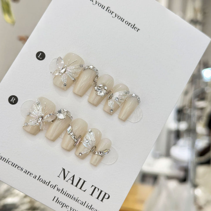 3D Fairy Light Luxury Handmade Press-On Nails — 4 Shapes: Prolate Ellipse, Pink, Short Ellipse, Short T