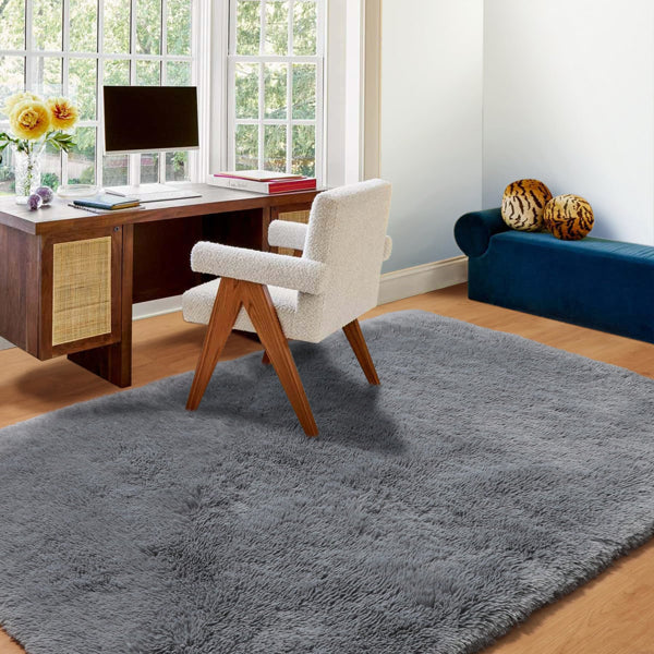 6×9 ft Grey Fluffy Shag Area Rug — Extra Large Plush Soft Non-Slip Indoor Carpet for Living Room, Bedroom & Playroom