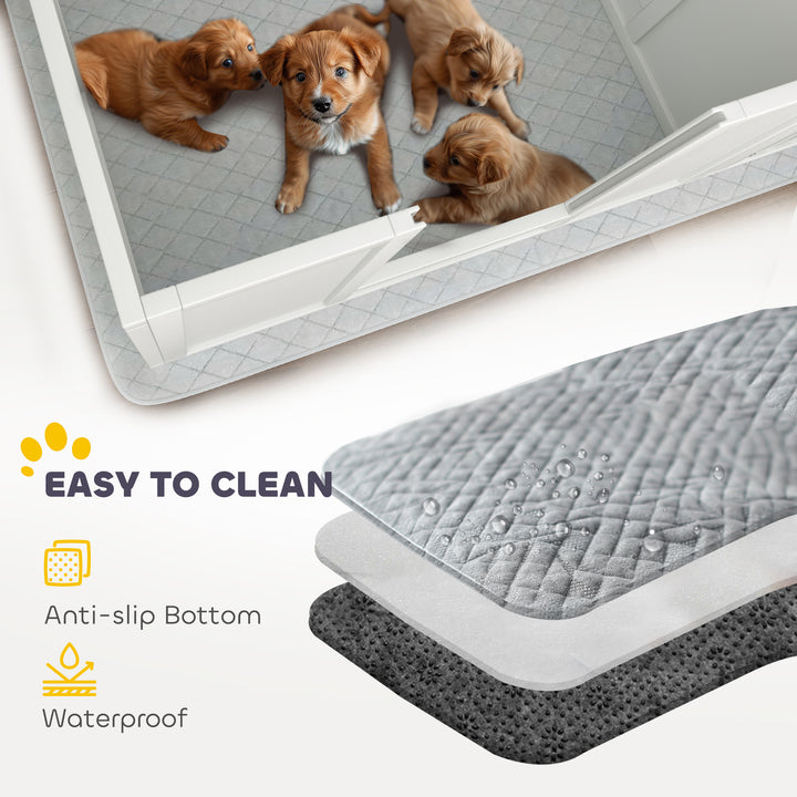 Whelping Box for Dogs w/ Retractable Light Stand, Waterproof Pee Pad & Adjustable Height Door for Medium Breed Dogs