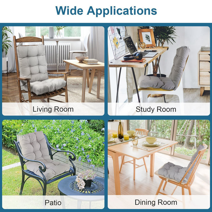 2-Piece Waterproof Rocking Chair Cushion Set — Oxford Cloth, Non-Slip Ties, Seat & Back Pad for Indoor & Outdoor Use (9 Colours)
