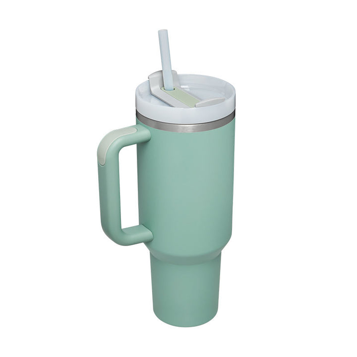 40 oz Insulated Tumbler with Handle & Straw — Stainless Steel Spill-Proof Vacuum Mug for Car, Gym, Office & Travel (30+ Colours)