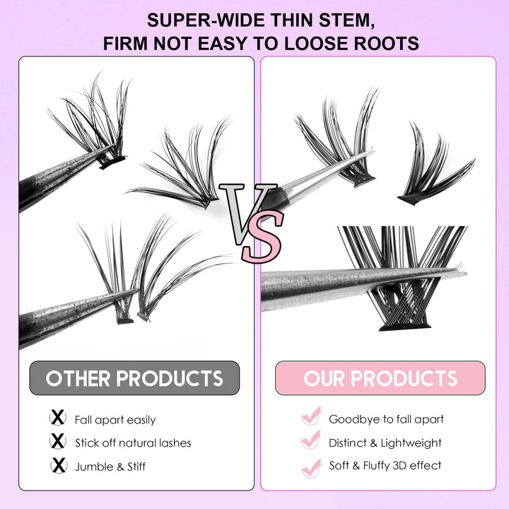 240 Segmented Lash Clusters — 12 Rows Mixed 30D + 40D for DIY Lash Extensions