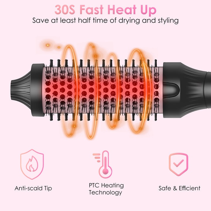 3-in-1 Thermal Hair Curler Brush — Straightener, Curler & Volume Brush, 10 Heat Levels, 30s Fast Heat