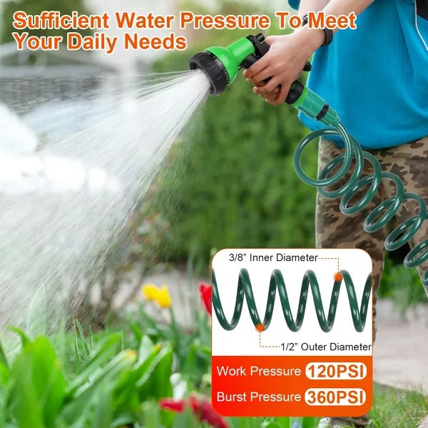EVA Self-Coiling Recoil Garden Hose — Flexible, Lightweight, Tangle-Free Retractable Water Hose