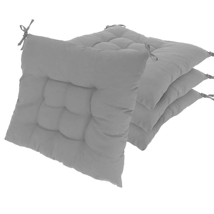 4-Piece Tie-On Chair Cushion Pads — 17.72×17.72 in Soft Square Seat Mats for Home, Office, Car & Travel (4 Colours)
