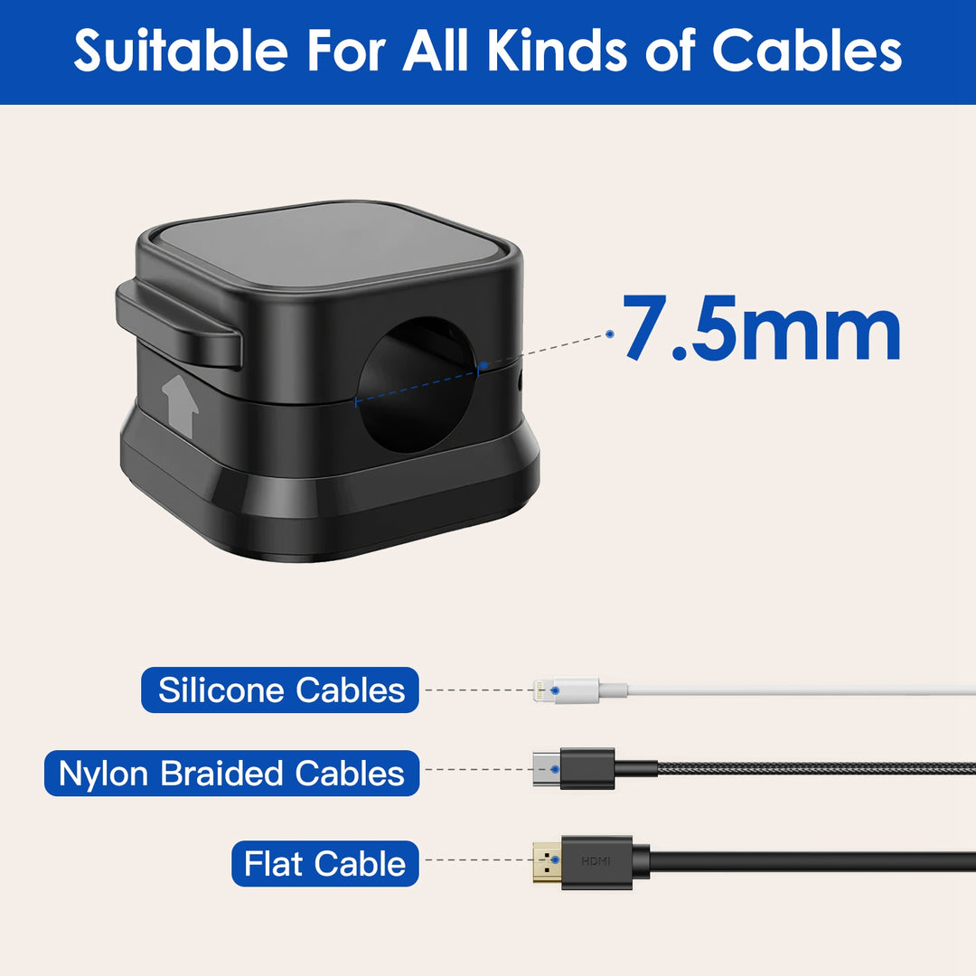 6-Pack Magnetic Cable Clips — Adhesive Wire & Cord Organizer for Desk, Nightstand, Car & Wall (Home & Office)
