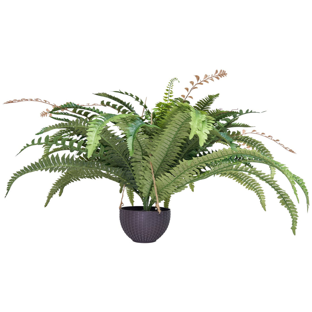 Large Artificial Hanging Boston Fern — 37–41in Spread, 80 Branches, Sunlight-Resistant Faux Fern for Home, Office & Outdoor