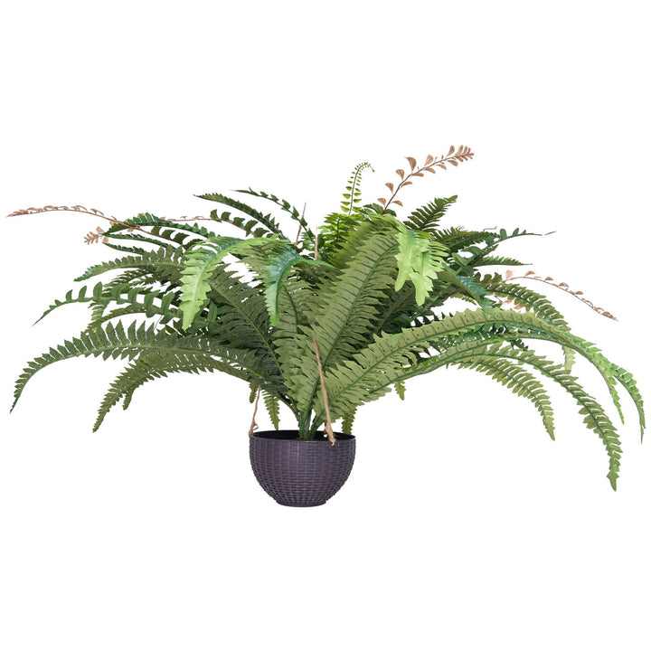 Large Artificial Hanging Boston Fern — 37–41in Spread, 80 Branches, Sunlight-Resistant Faux Fern for Home, Office & Outdoor