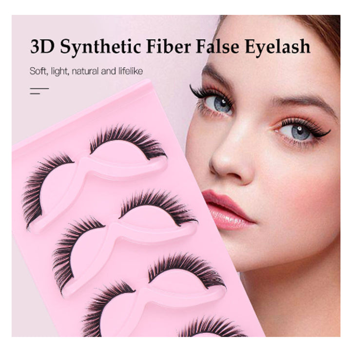 3D Cat Eye False Lashes — 15 Pairs Wispy Fluffy Faux Mink, Clear Band, D-Curl Manga Style