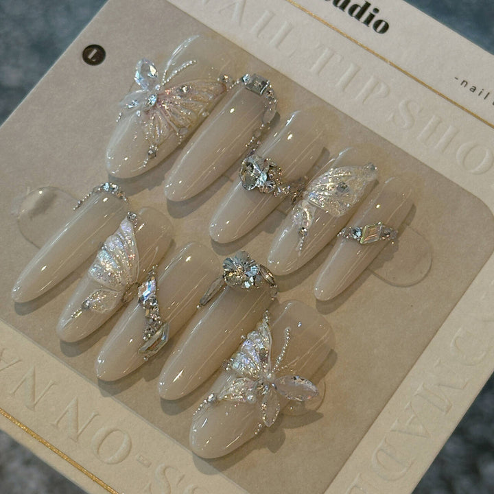 3D Fairy Light Luxury Handmade Press-On Nails — 4 Shapes: Prolate Ellipse, Pink, Short Ellipse, Short T
