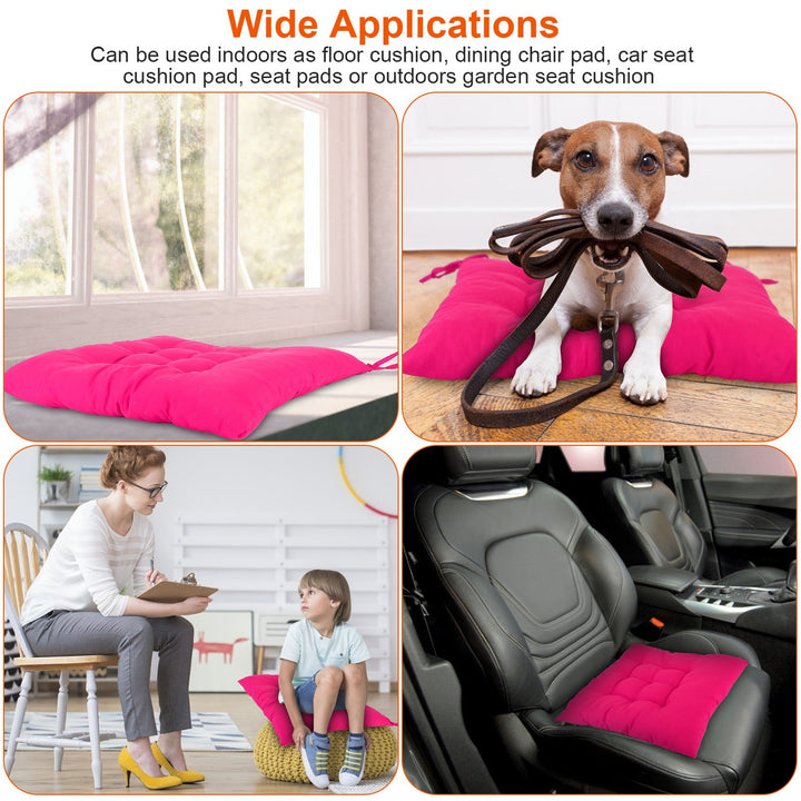 4-Piece Tie-On Chair Cushion Pads — 17.72×17.72 in Soft Square Seat Mats for Home, Office, Car & Travel (4 Colours)