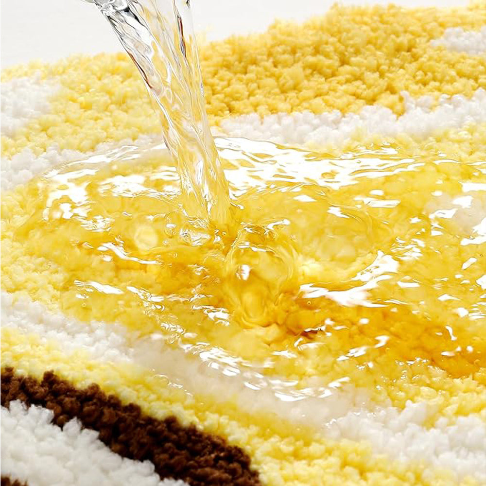 Lemon Fruit Bathroom Rug — Cute Absorbent Non-Slip Bath Mat with Lemon Print (Yellow)