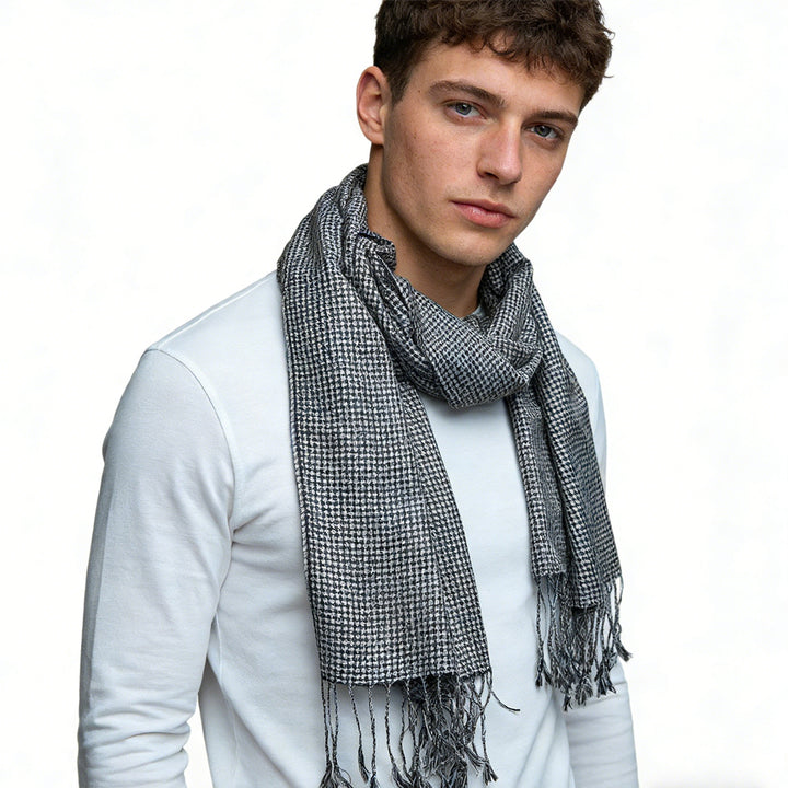 2pcs Modern Edge With Classic Colors Black White Graphic Jacquard Scarf ,Luxe Look For Evening Wear,Scarf,vacation,daily Life,evening Party,Office Appropriate Subtlety For Women Men