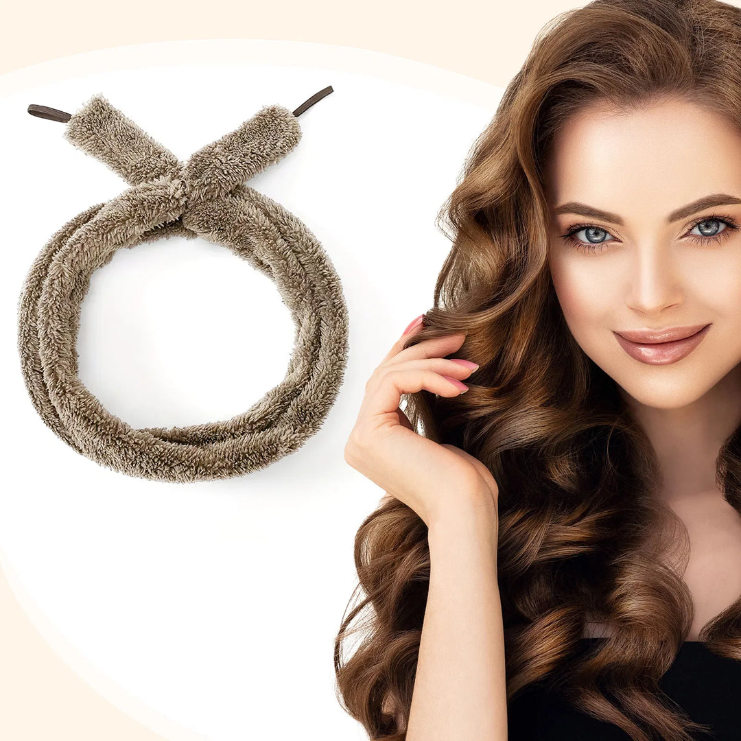 Satin Heatless Hair Curler — Overnight DIY Soft Wave Curls for All Hair Types (Coffee/Light Brown)