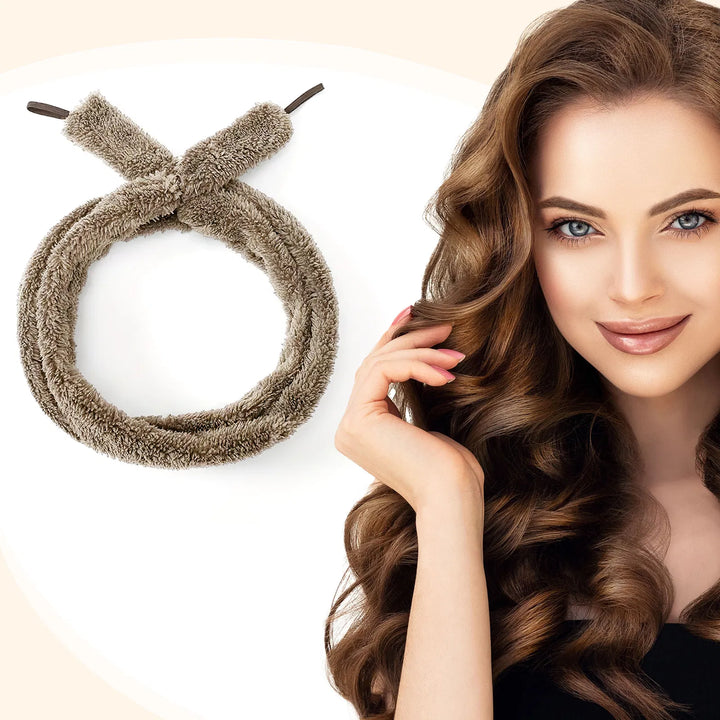 Satin Heatless Hair Curler — Overnight DIY Soft Wave Curls for All Hair Types (Coffee/Light Brown)