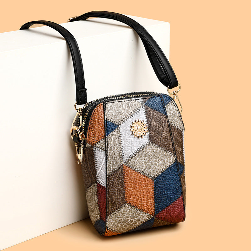Patchwork PU Crossbody Bag – Stylish Mini Shoulder Travel Bag