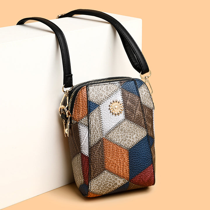 Patchwork PU Crossbody Bag – Stylish Mini Shoulder Travel Bag