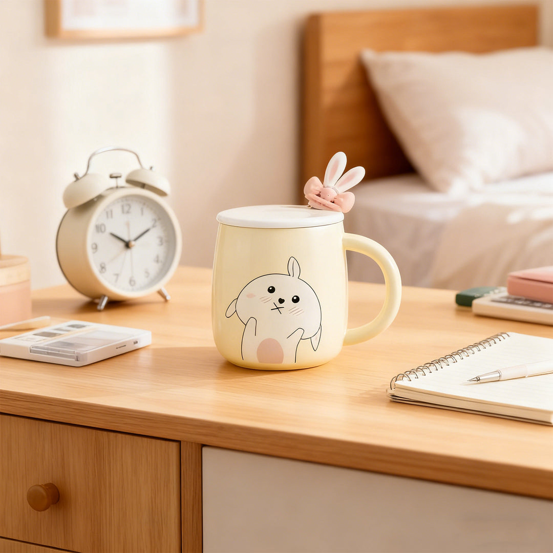 Rabbit Bow Ceramic Mug-Light Blue