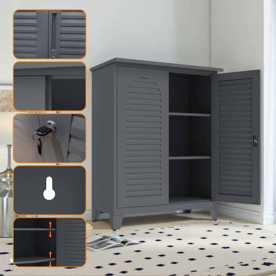 47in Tall Metal Tool Storage Cabinet — Multi-Room Organiser for Garage, Garden, Office & Utility Room (Slate)