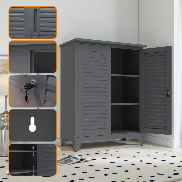 47in Tall Metal Tool Storage Cabinet — Multi-Room Organiser for Garage, Garden, Office & Utility Room (Slate)