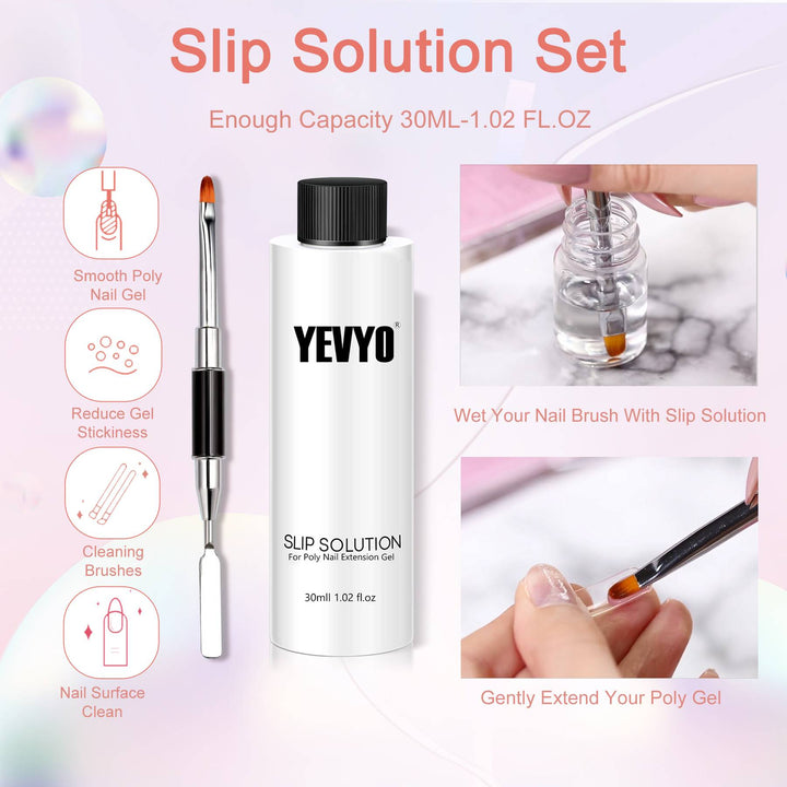 6-Piece Poly Gel Nail Extension Kit With UV Lamp — Builder Gel, 100 Dual Forms, Top & Base Coat