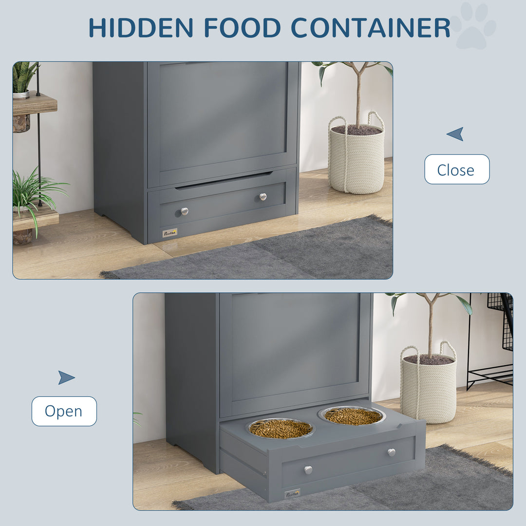 PawHut Pet Feeder Station with Storage Cabinet; Raised Dog Bowls