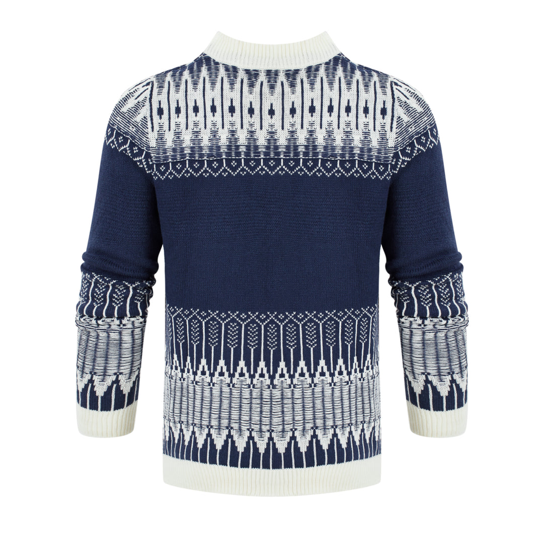 Men's Crewneck Pullover Sweater Unisex Fair Isle Long Sleeve Knitted Sweater