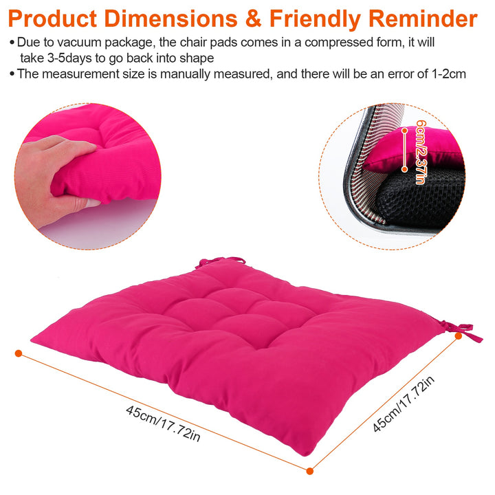 4-Piece Tie-On Chair Cushion Pads — 17.72×17.72 in Soft Square Seat Mats for Home, Office, Car & Travel (4 Colours)