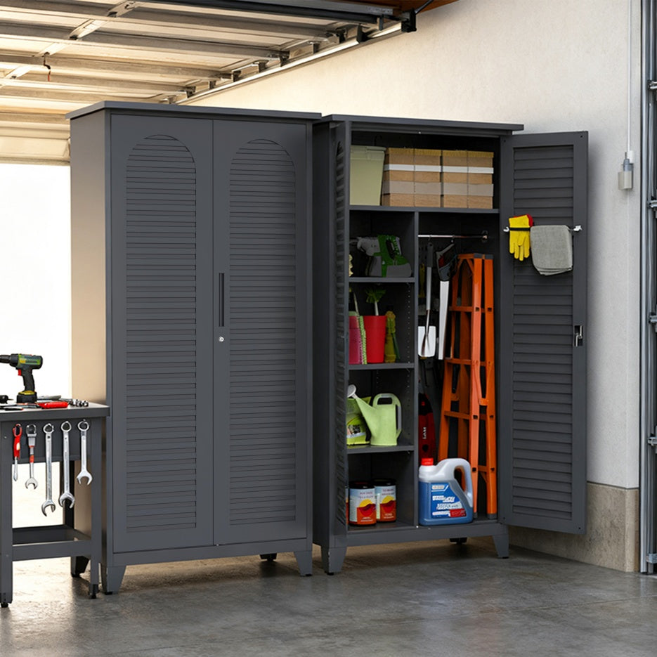 73in Tall Metal Tool Storage Cabinet — Full-Height Multi-Room Organiser for Garage, Warehouse, Garden & Office (Slate)